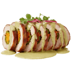 Lomo de Puerco Relleno De Flor de Calabaza con Poblano