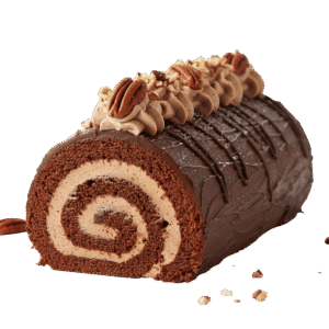 Pastel Rollo de Chocolate Relleno de Crema de Nuez