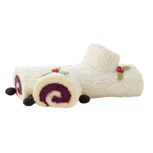 Tronco Navideño de Vainilla con Relleno de Zarzamora